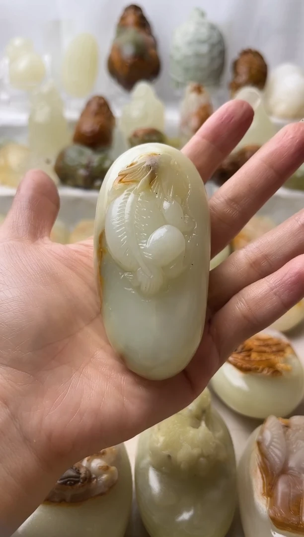 石材方解石手把摆件不退换貔貅微瑕