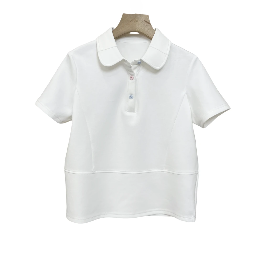 【AOB.RUI】新款娃娃领宽松百搭套头衫短袖女2025夏季显气质显瘦