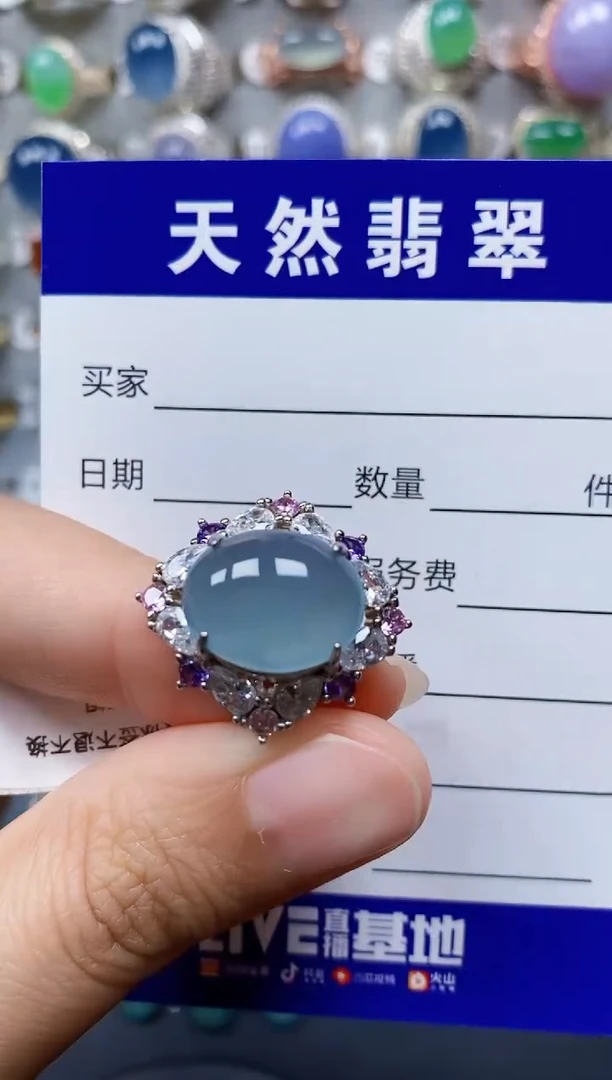 翡翠戒指银S925镶嵌476