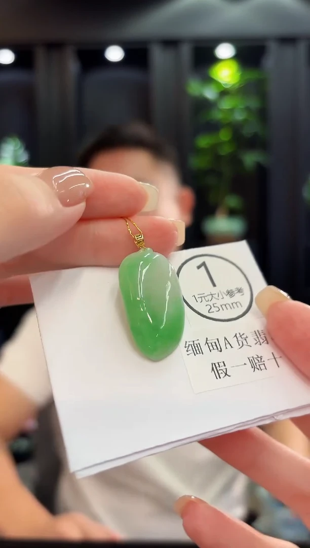 颈饰18K金镶嵌翡翠缅料A货/支持复检/一件