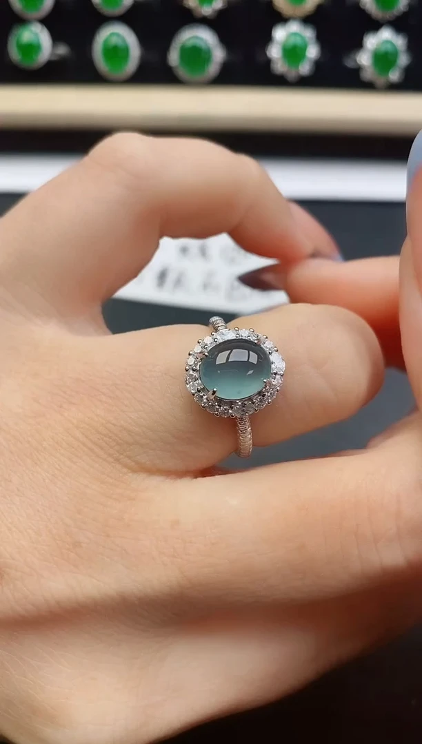 翡翠戒指银S925镶嵌1