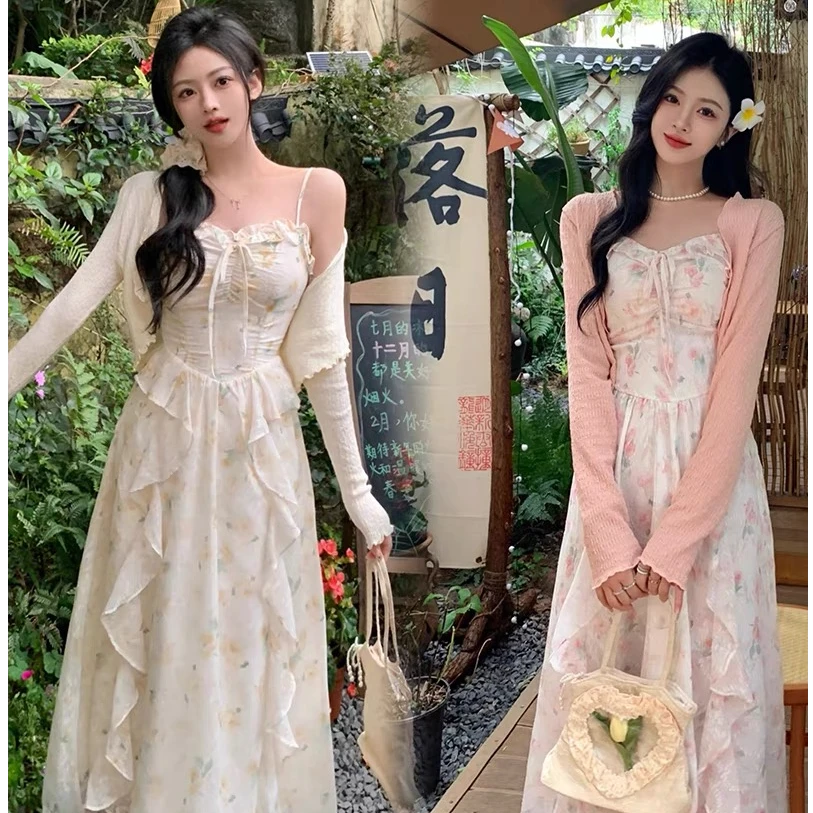 现货专属仙女新款碎花秋季碎花连衣裙