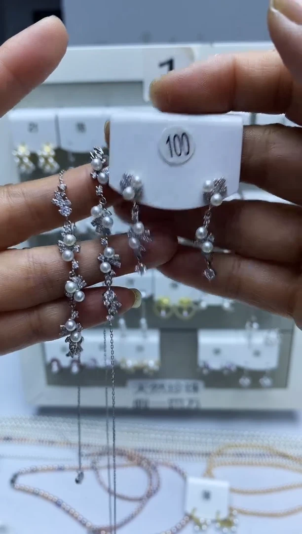 银S925镶嵌耳饰淡水珍珠100套