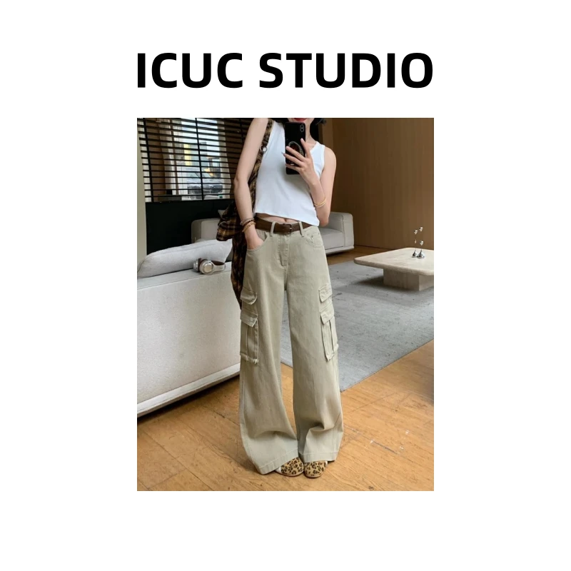 ICUC STUDIO-【MV工装阔腿牛仔裤】春夏新款宽松垂感拖地裤032