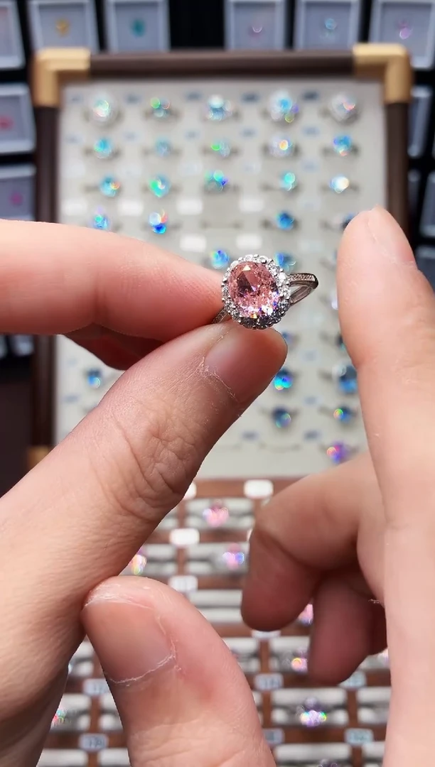 戒指彩色蓝宝石银S925镶嵌1888