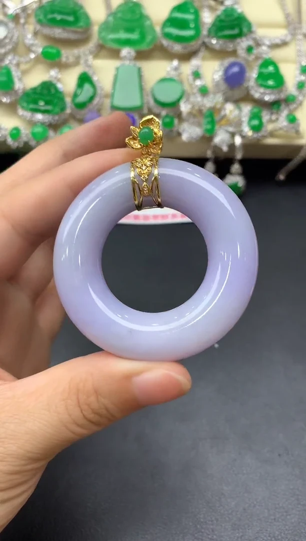 颈饰18K金镶嵌翡翠208-中国好珍宝