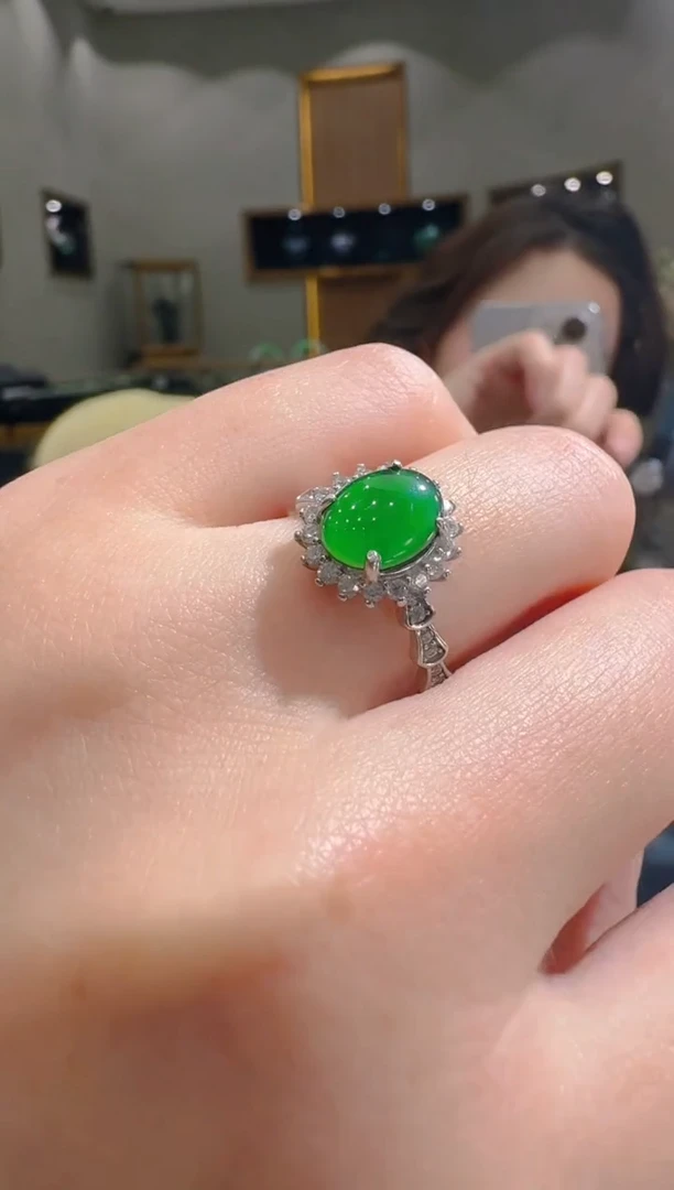 【闪购商品】翡翠戒指银S925镶嵌天然翡翠A货多样性发一件