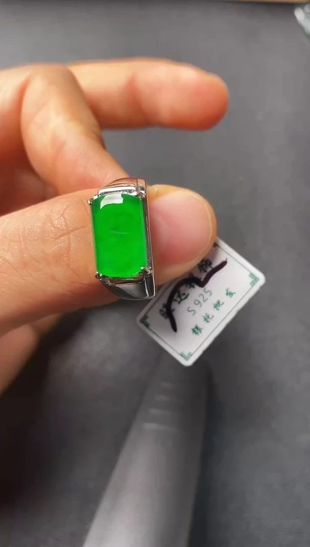 银S925镶嵌戒指翡翠2222222