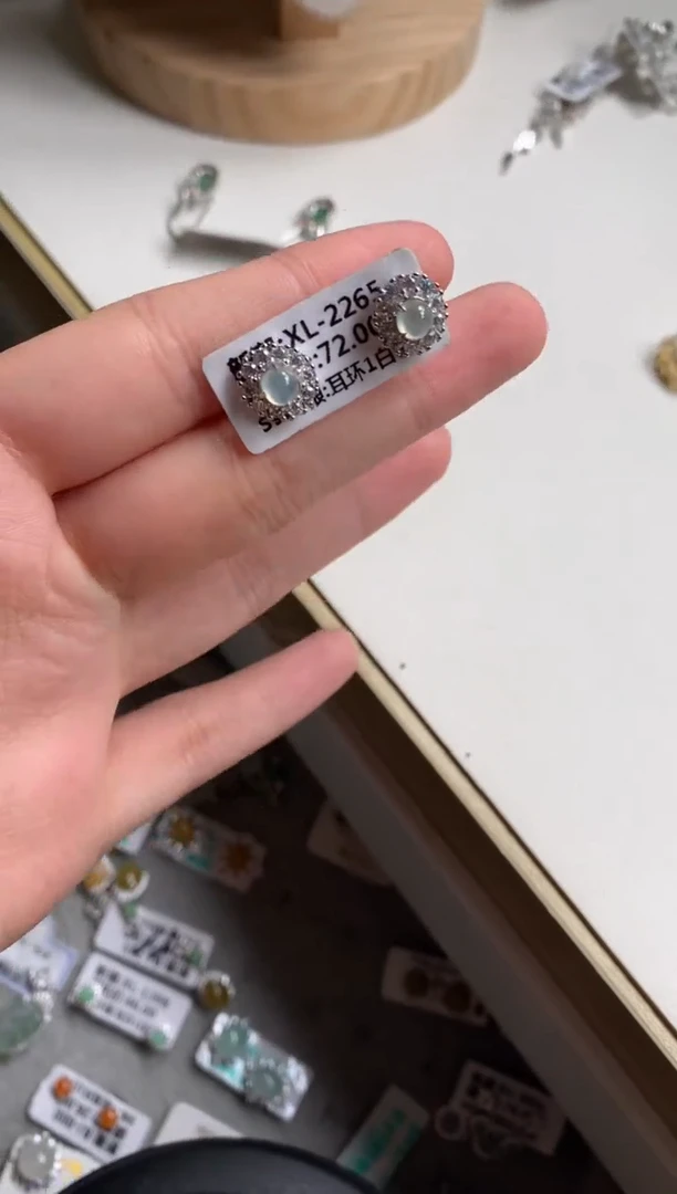 银S925镶嵌戒指翡翠耳饰5