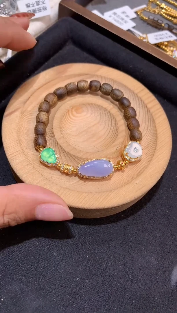 吊坠(不含链)银S925镶嵌翡翠手串