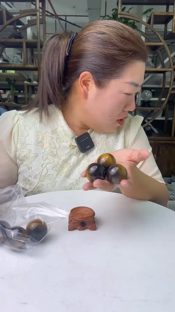 水晶珠宝半成品未镶嵌虎眼石球（3）个装多样性发货