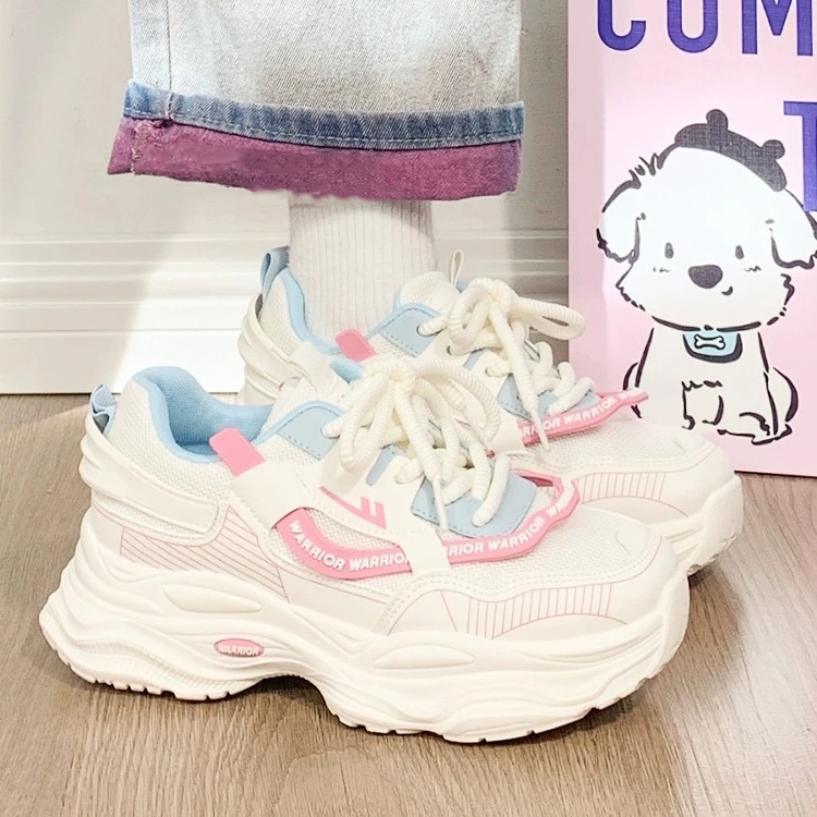 回力女鞋网面透气运动鞋子女2025新款爆款夏薄款厚底增高老爹鞋女