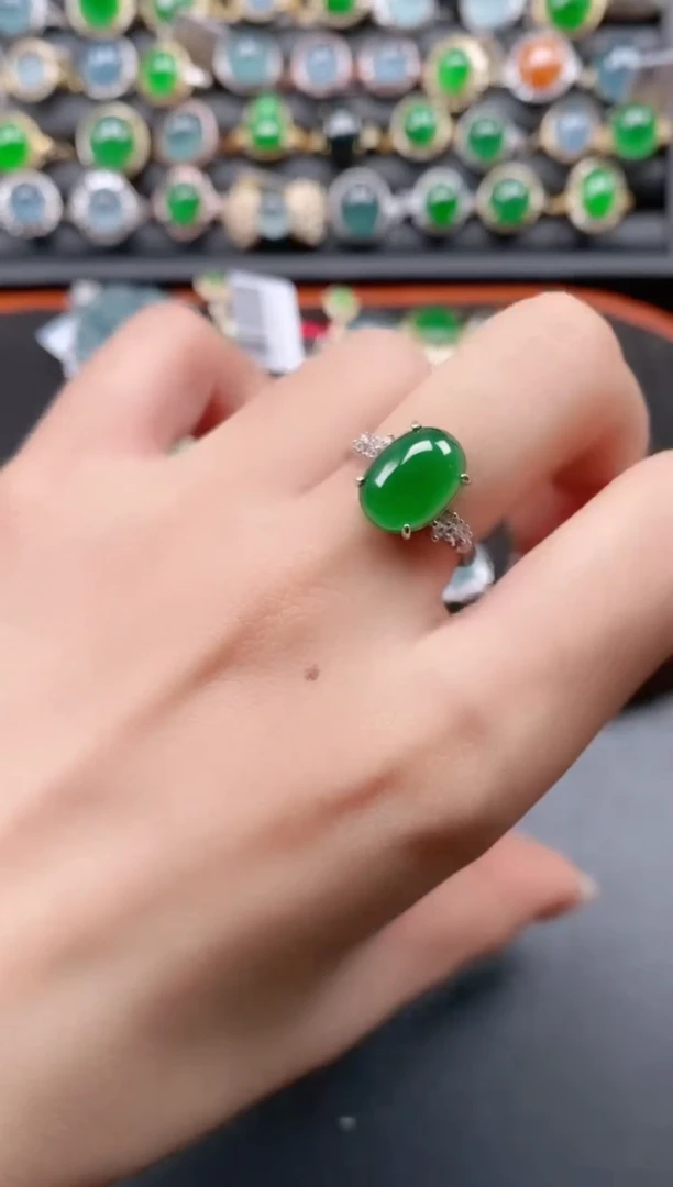 银S925镶嵌戒指翡翠11