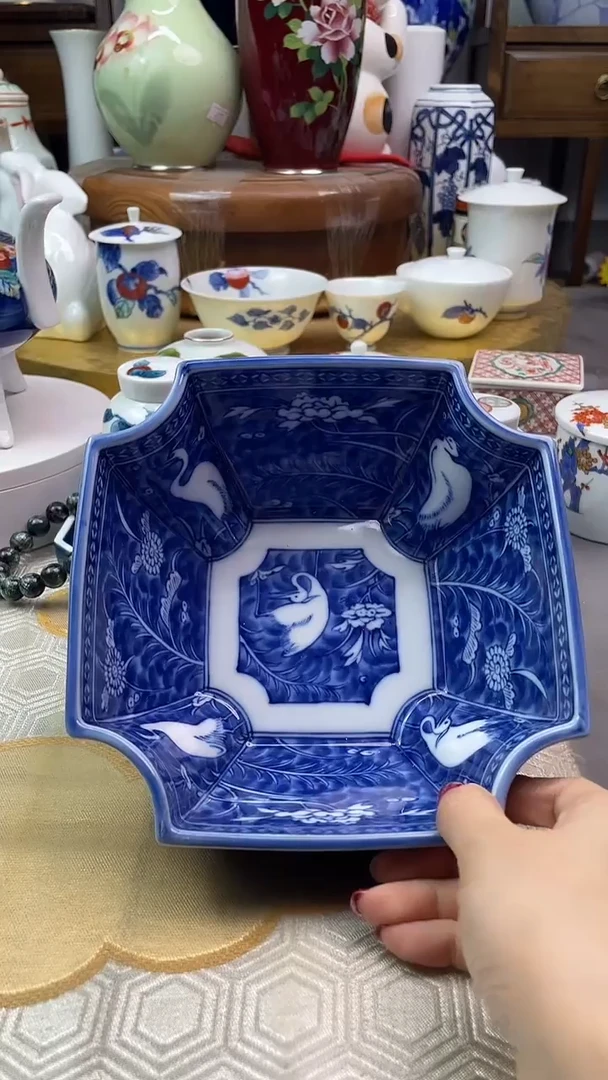 【闪购商品】盘深川制青花异形钵