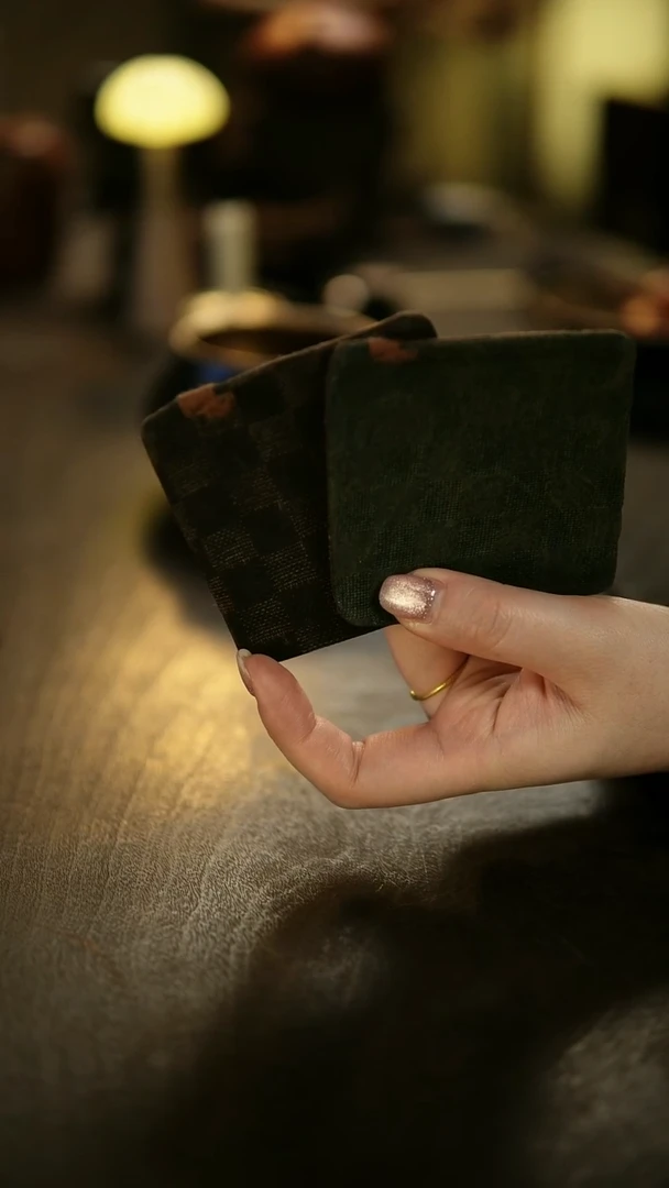 阿眠   香云纱棋盘格茶垫