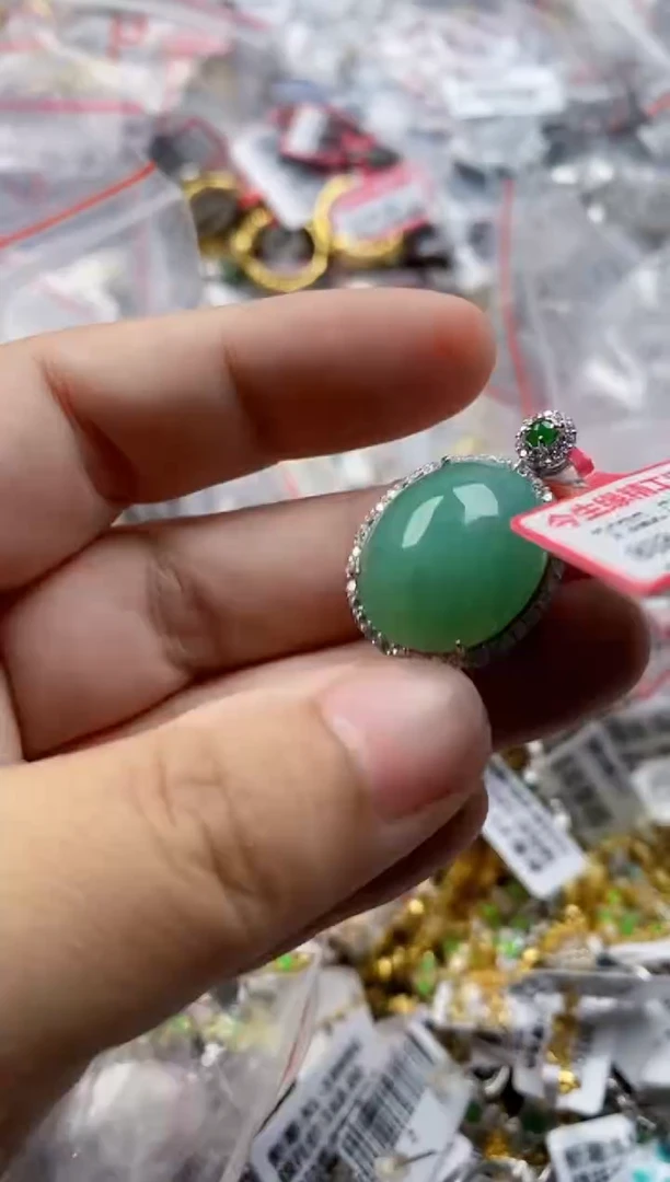 银S925镶嵌戒指翡翠222    2