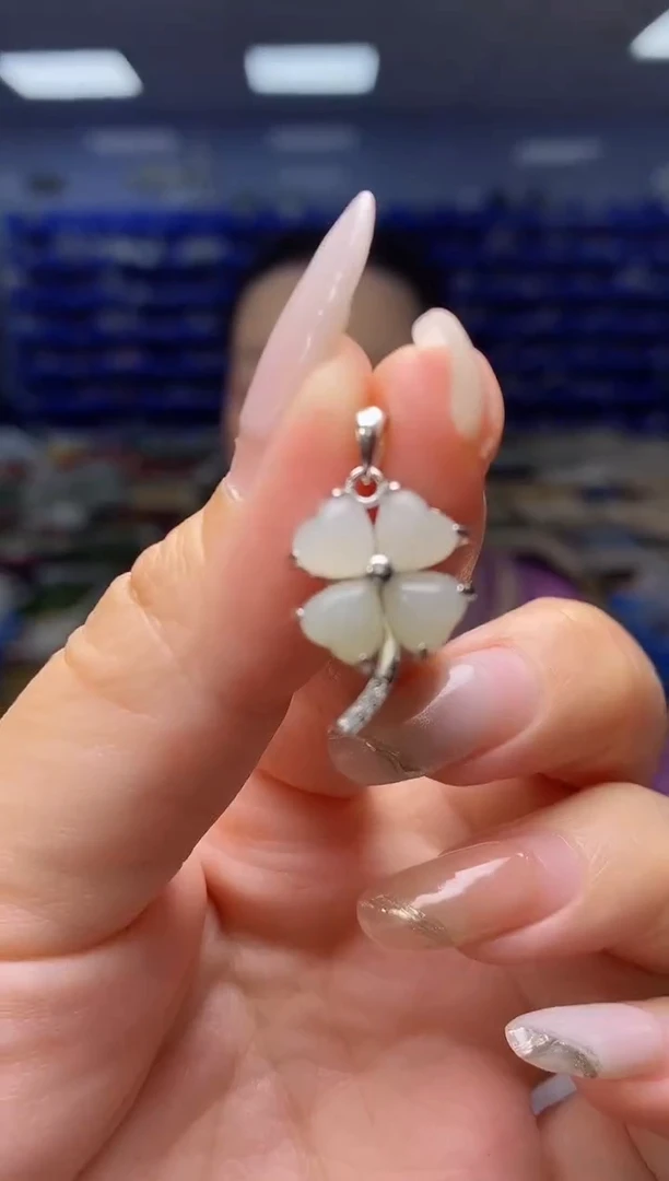 和田玉银S925镶嵌吊坠(不含链)DZ5455