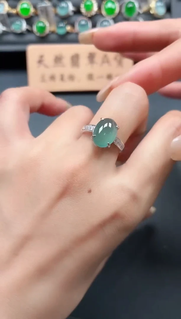 银S925镶嵌戒指翡翠1