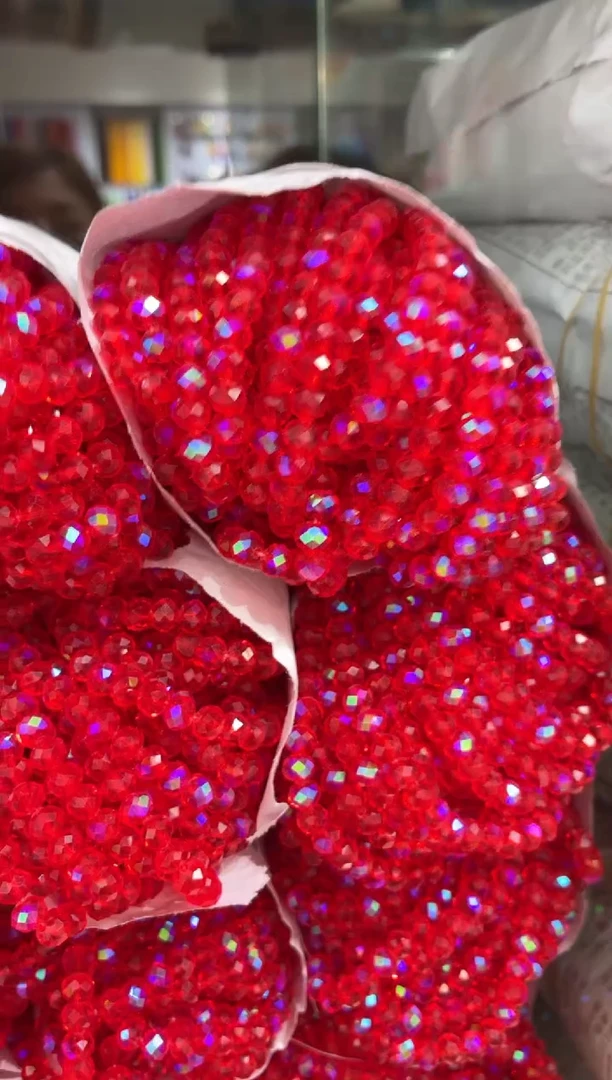 玻璃2914卡6水晶扁10条微光彩大红色