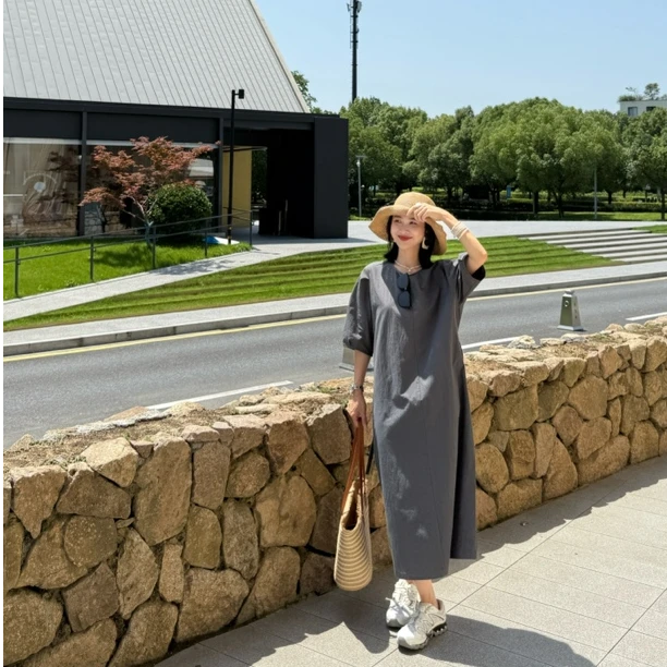 【无界】法式简约百搭气质显瘦连衣裙女夏季新款长裙