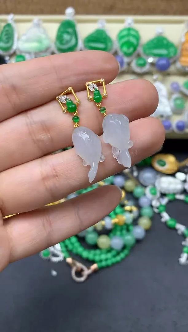 【闪购商品】翡翠耳饰18K金镶嵌379-中国好珍宝