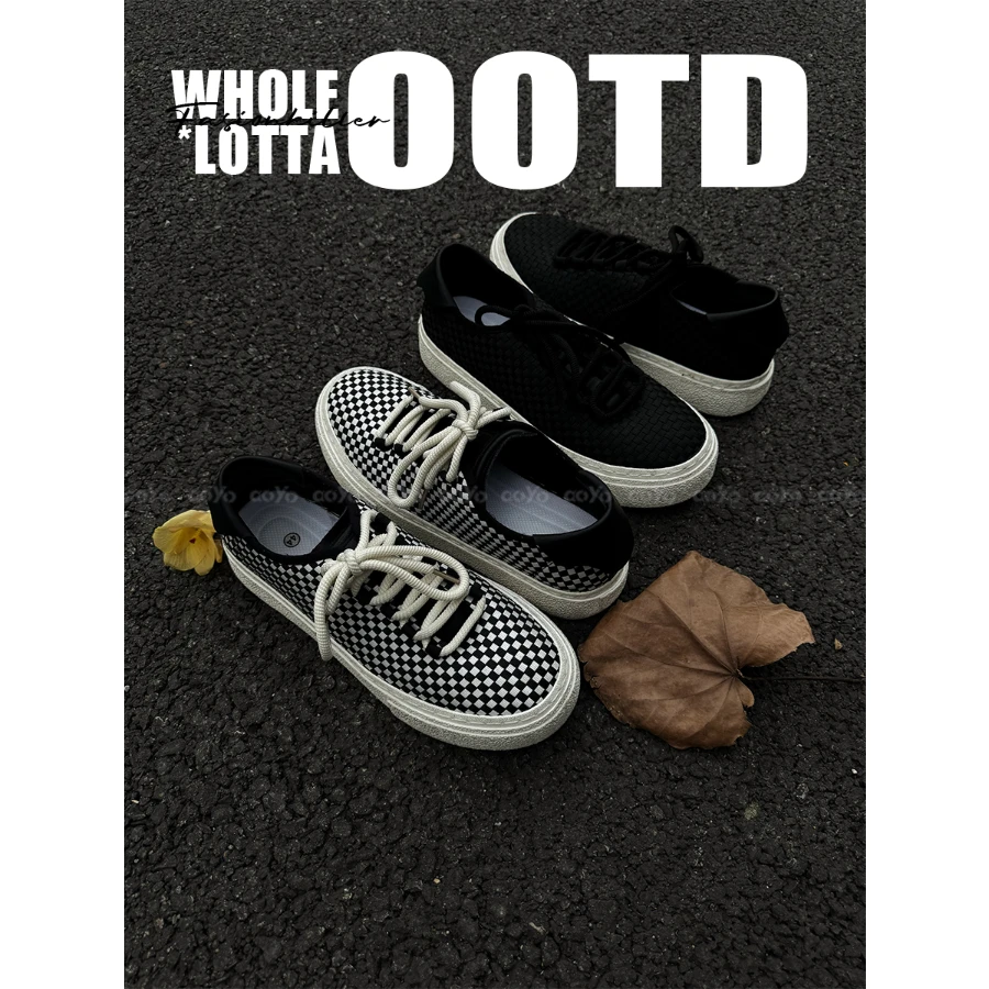 aoyo25SS*CHESSBOARD黑白格子板鞋 冬季经典透气低帮系带格子板鞋