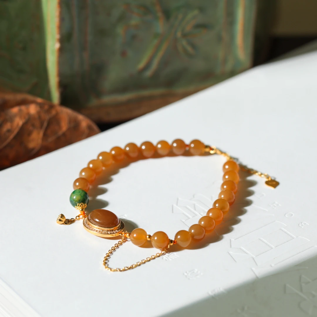 【意婵】天然典藏级和田玉且末糖单圈18K金翡翠-909349