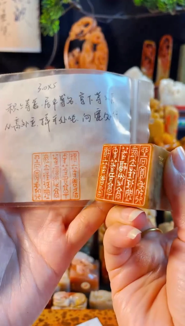 巴林石印石手工篆刻《积上等善居中等名享.....》