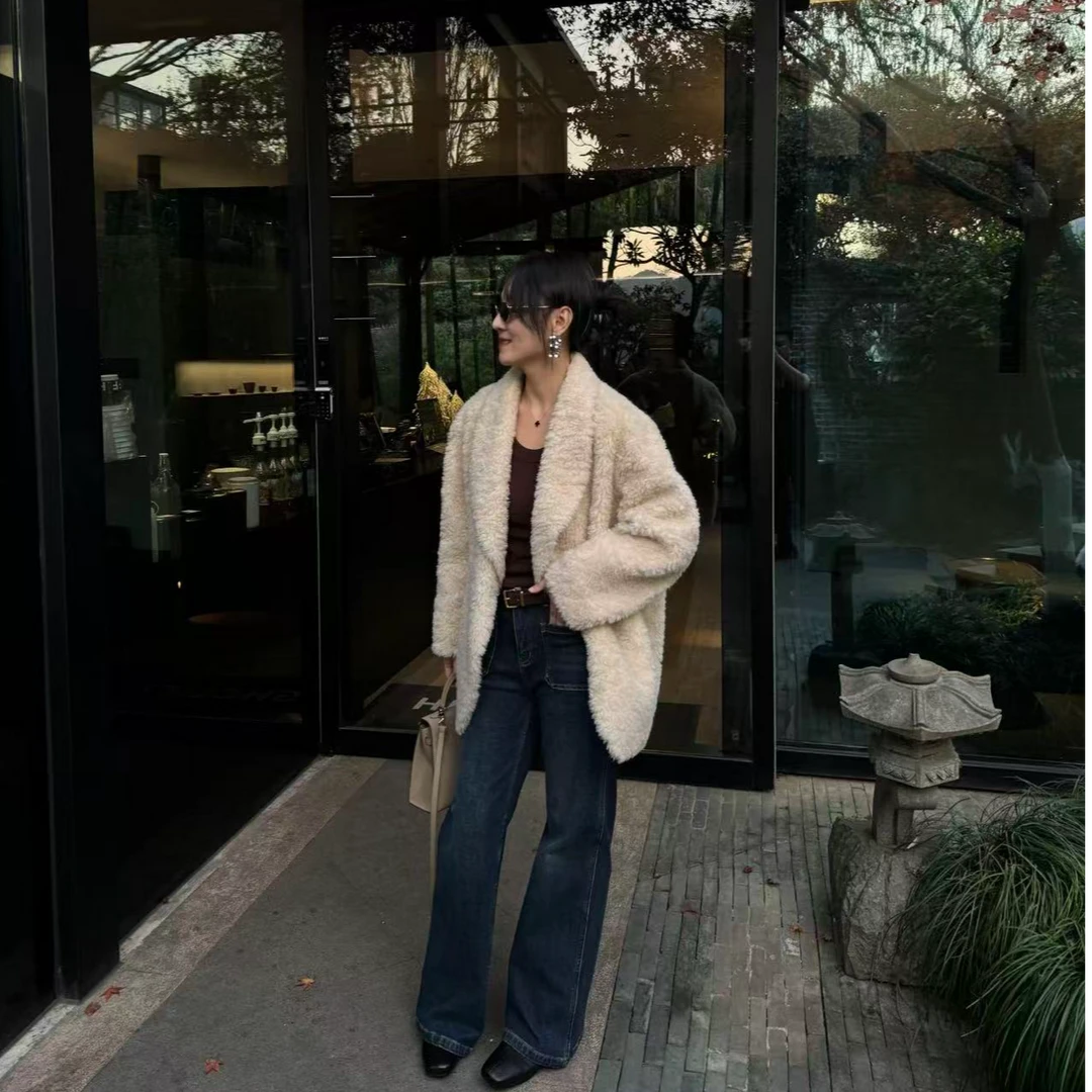 【DUO MI】“首尔雪季”时尚洋气初剪100%羊毛皮草外套