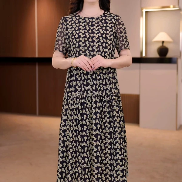 大码女装夏季减龄舒适连衣裙显瘦加肥加大款显瘦SXE24171 [Y1]