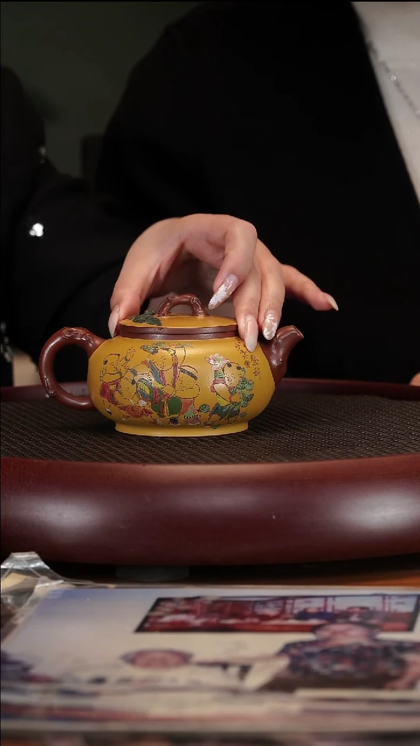 【闪购商品】紫砂茶壶2-89ZXJ五子登科龙山大红泥260c