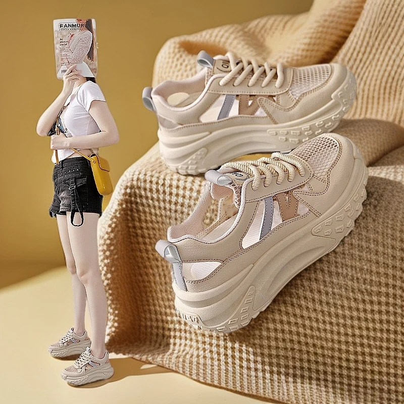 踩屎感网鞋2025新款夏季轻薄网面透气女鞋运动鞋镂空厚底不累脚