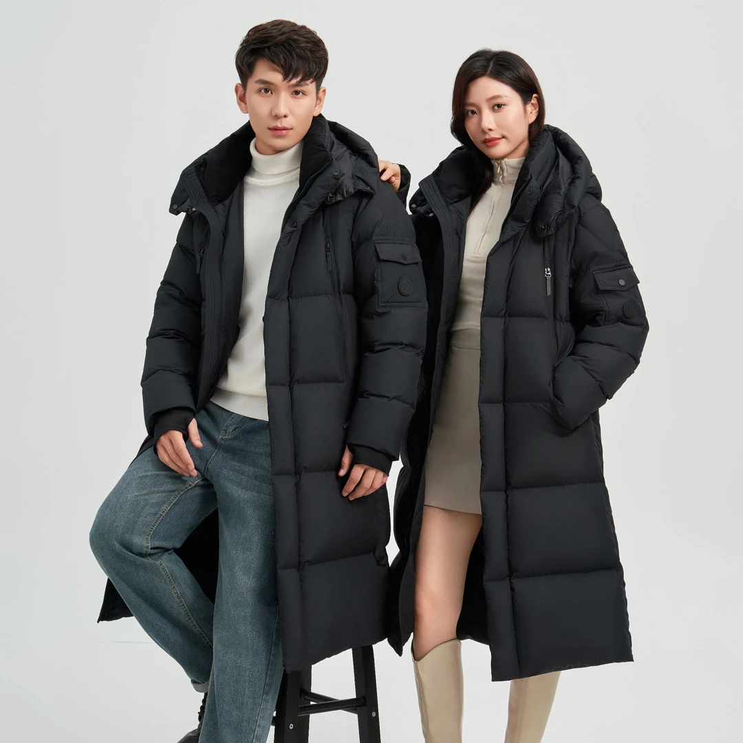 燕苹冬季新款加厚防风立领保暖发热90绒情侣长款鸭绒羽绒服HD8803
