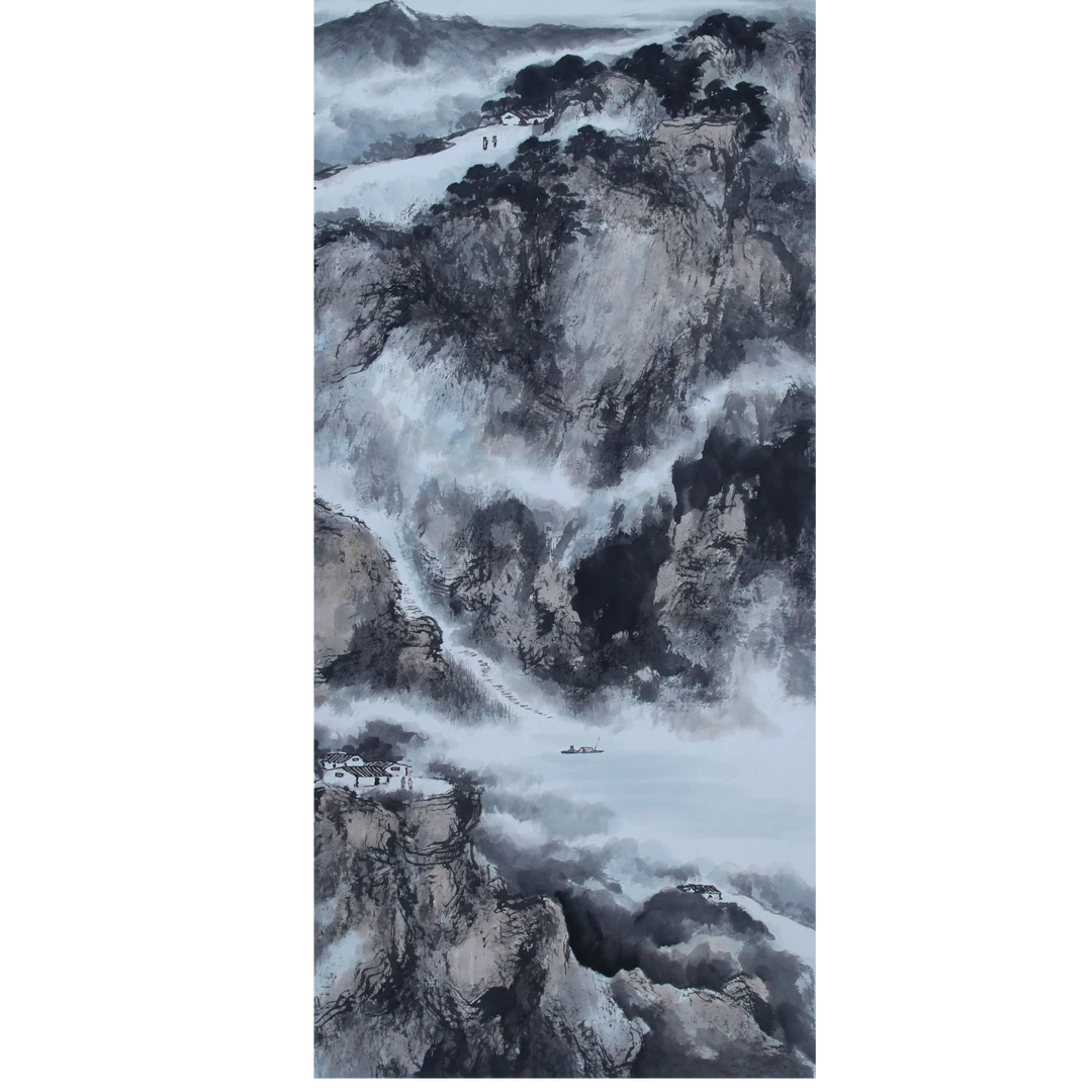 LOT.1371 《山上白云》139*70cm 纸本设色镜片