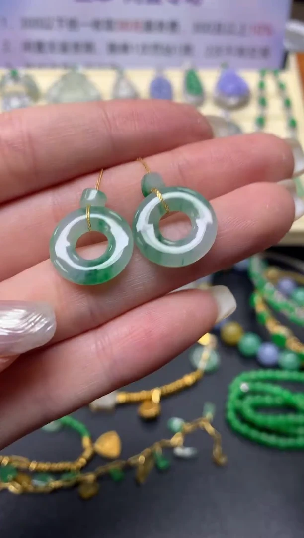 【闪购商品】翡翠耳饰18K金镶嵌耳饰|1800+180