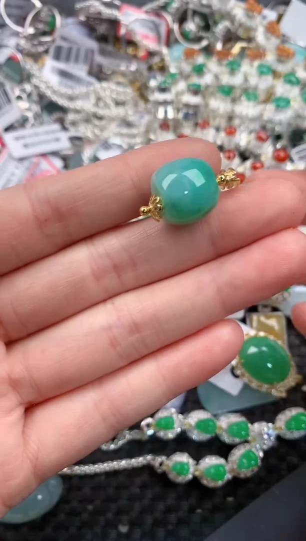 银S925镶嵌戒指翡翠1313---3