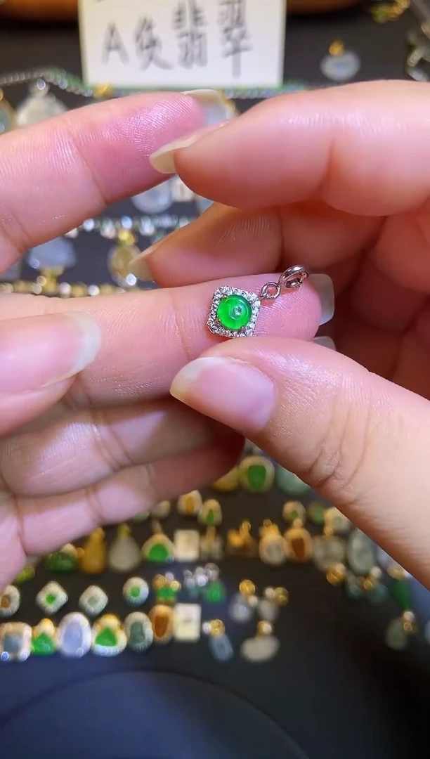 翡翠银S925镶嵌吊坠(不含链)1