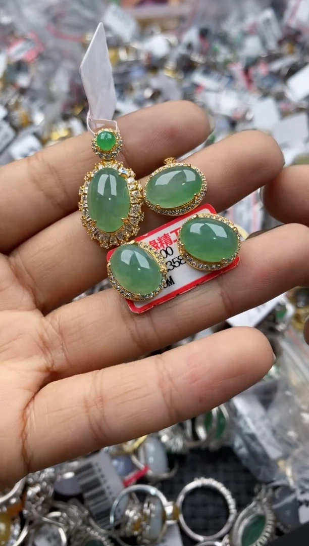 银S925镶嵌戒指翡翠7777----5