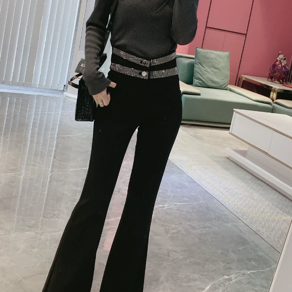 Y【橦颜推荐】两条钻两颗扣微喇西装裤9972