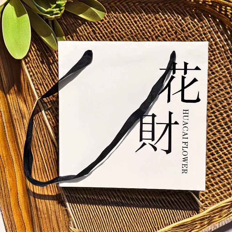 福利款 花材白卡纸款鲜花手提袋25*25