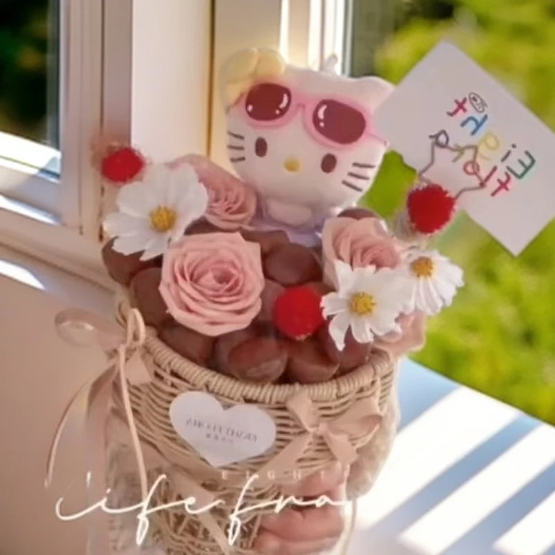 教师节创意冰激凌花筒卡通纯手工藤编花篮花店工厂发货纯手工编篮