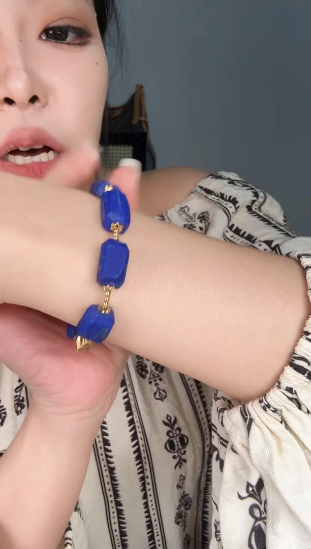 银S925镶嵌青金石手串青金石设计款手串