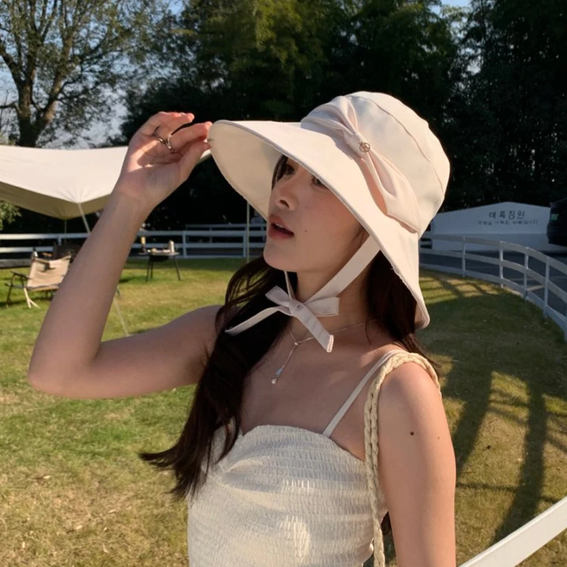 新款户外防晒遮阳冰丝帽子女夏薄款防紫外线大帽檐透气渔夫太阳帽