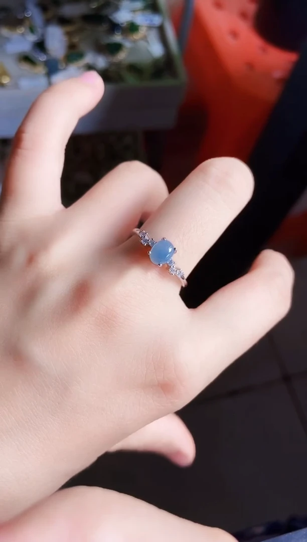 翡翠戒指银S925镶嵌41689