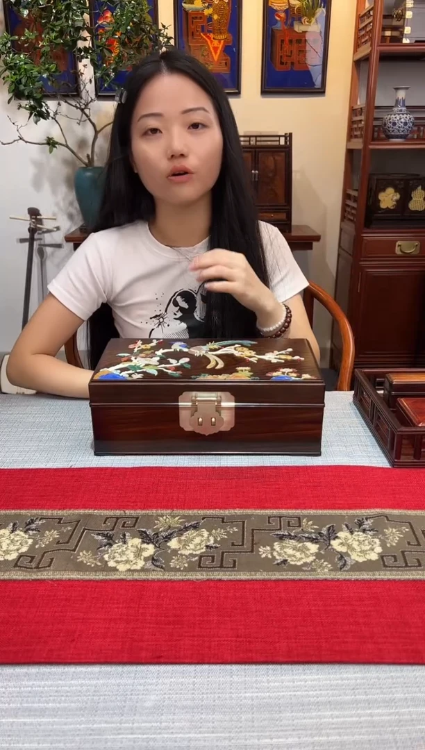 红酸枝木类成套家具文玩收纳盒 百宝镶嵌