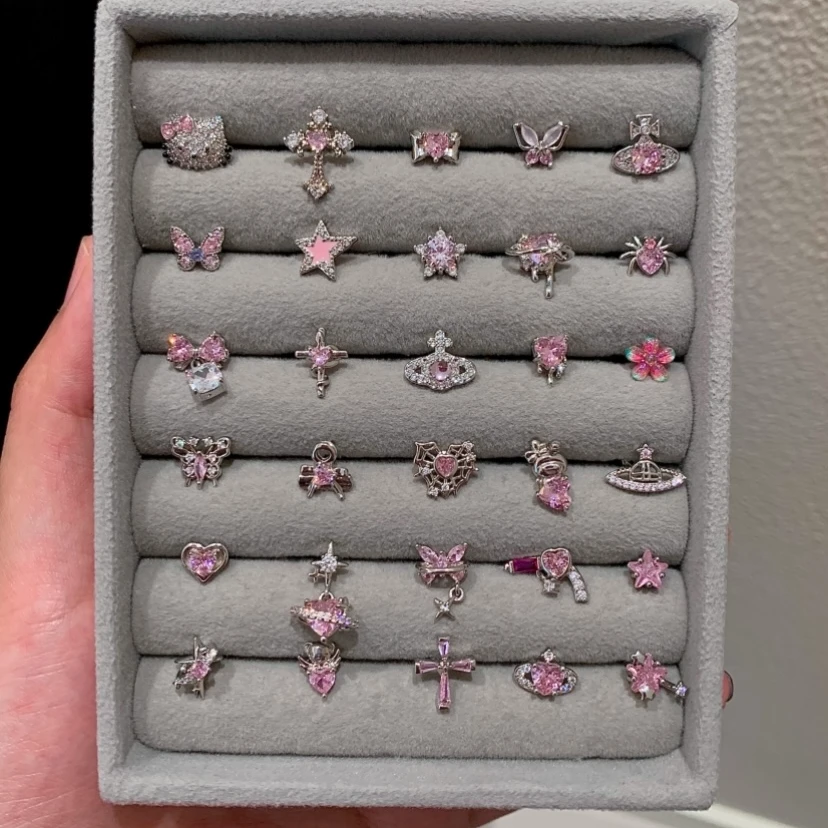 钛钢耳饰 RINGRING商店钛钢耳钉耳骨钉耳蜗钉粉色耳饰女耳环