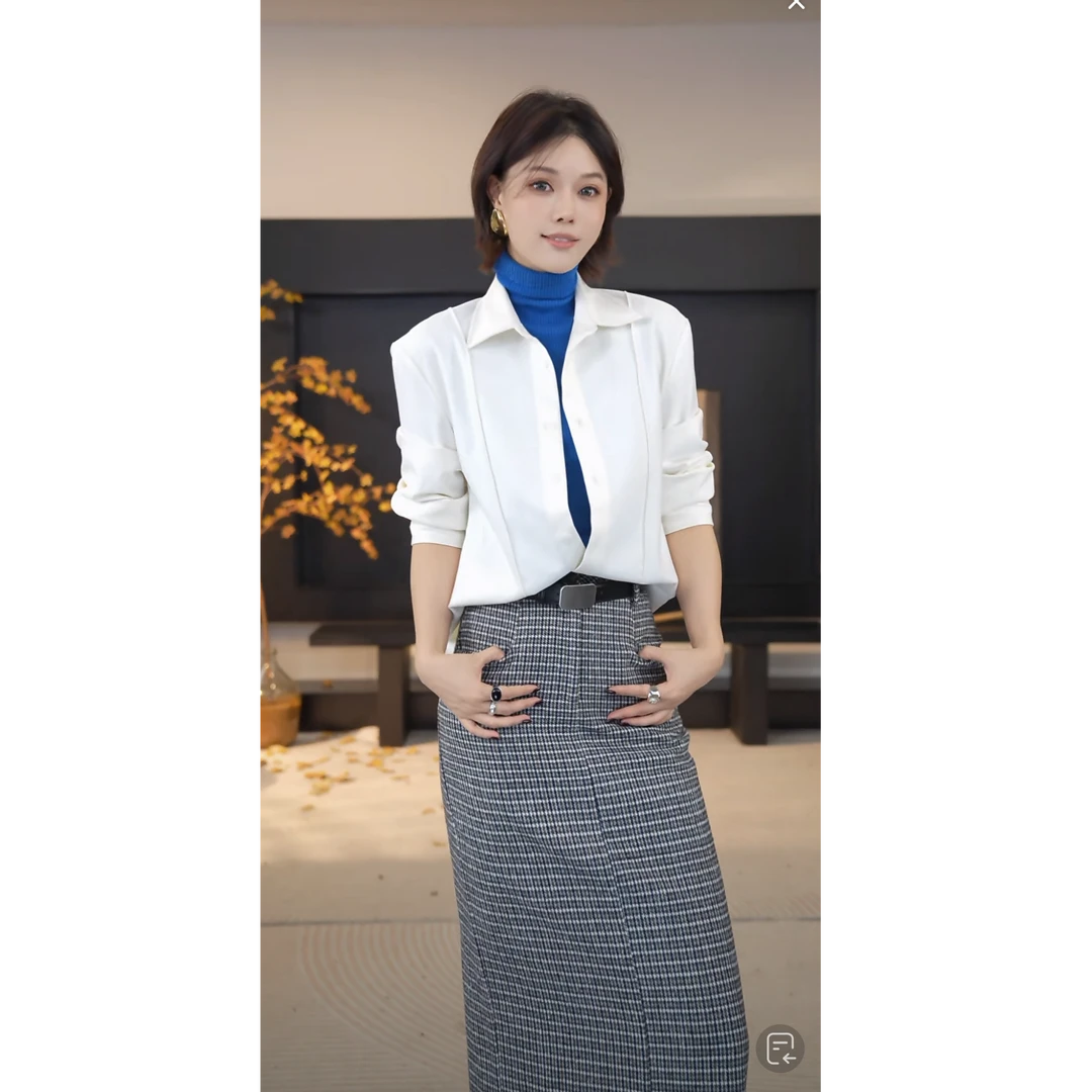 DENGDAHA「自由旅人」复古风 简约舒适单排扣长袖衬衫HBZW800045