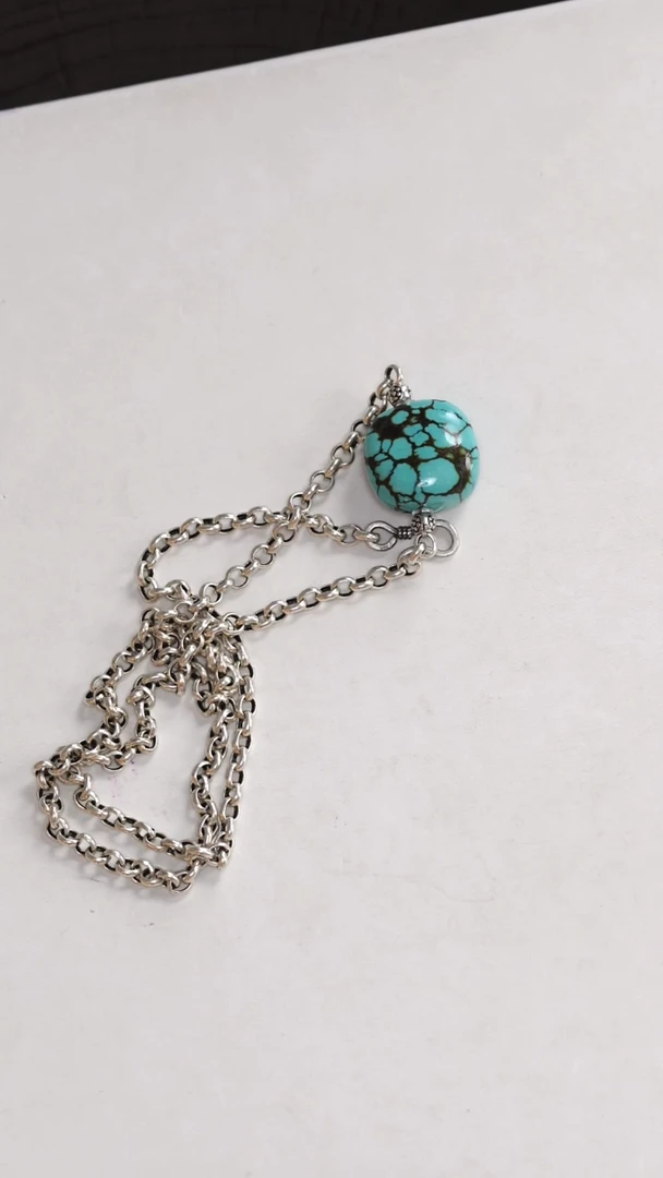 银S925镶嵌绿松石项链1