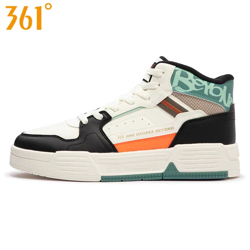 361°男士皮面高帮板鞋秋季防水防滑运动鞋学生时尚百搭潮流6608