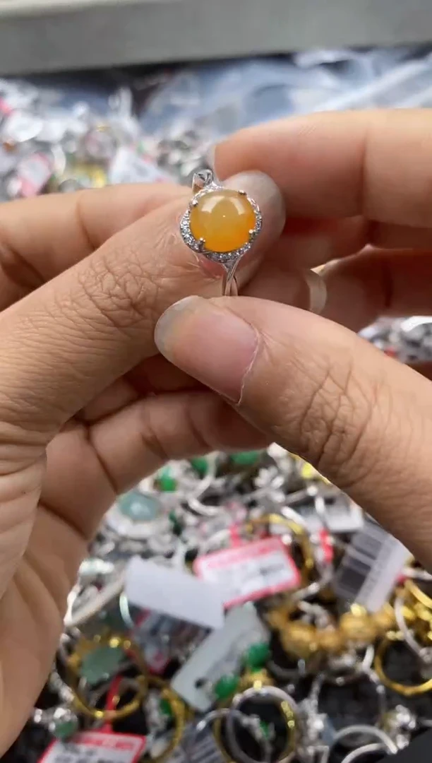 银S925镶嵌戒指翡翠7777              5